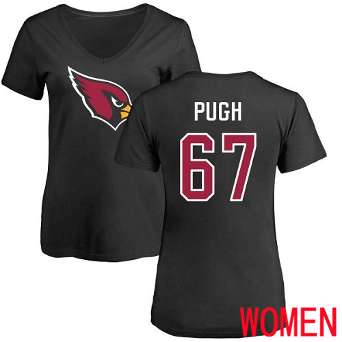 Arizona Cardinals Black Women Justin Pugh Name And Number Logo NFL Football #67 T Shirt